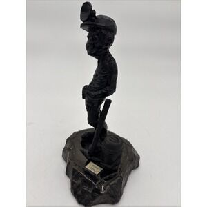 9 Inch Old Time Miner Hard Hat Black Carved Figurine Pa Hard Coal Collectible